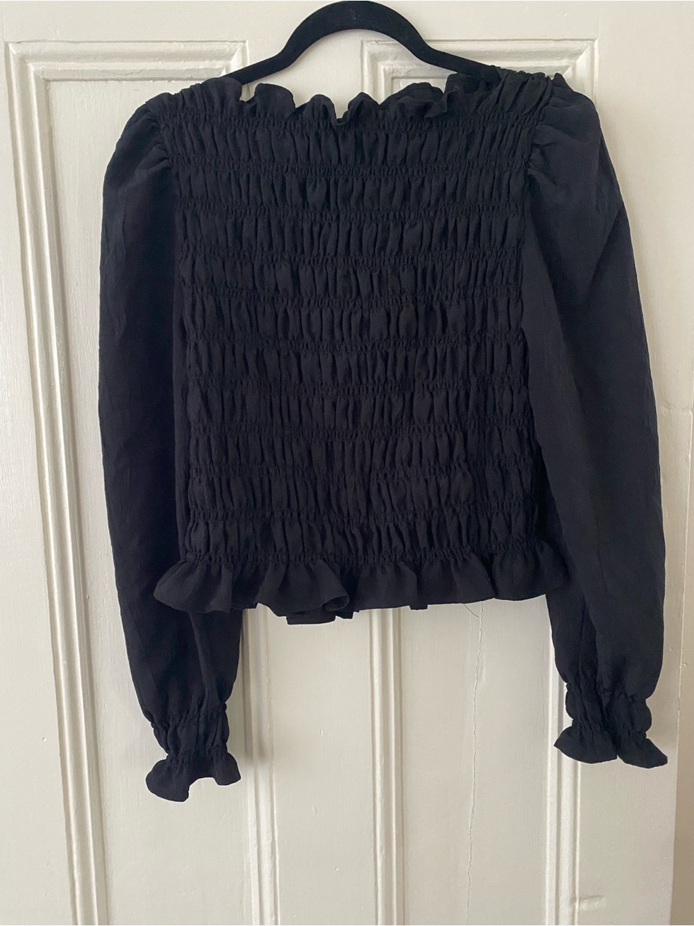 H&M Black Smocked Ruffle-Neck Long Sleeve Blouse - Picture 5 of 6